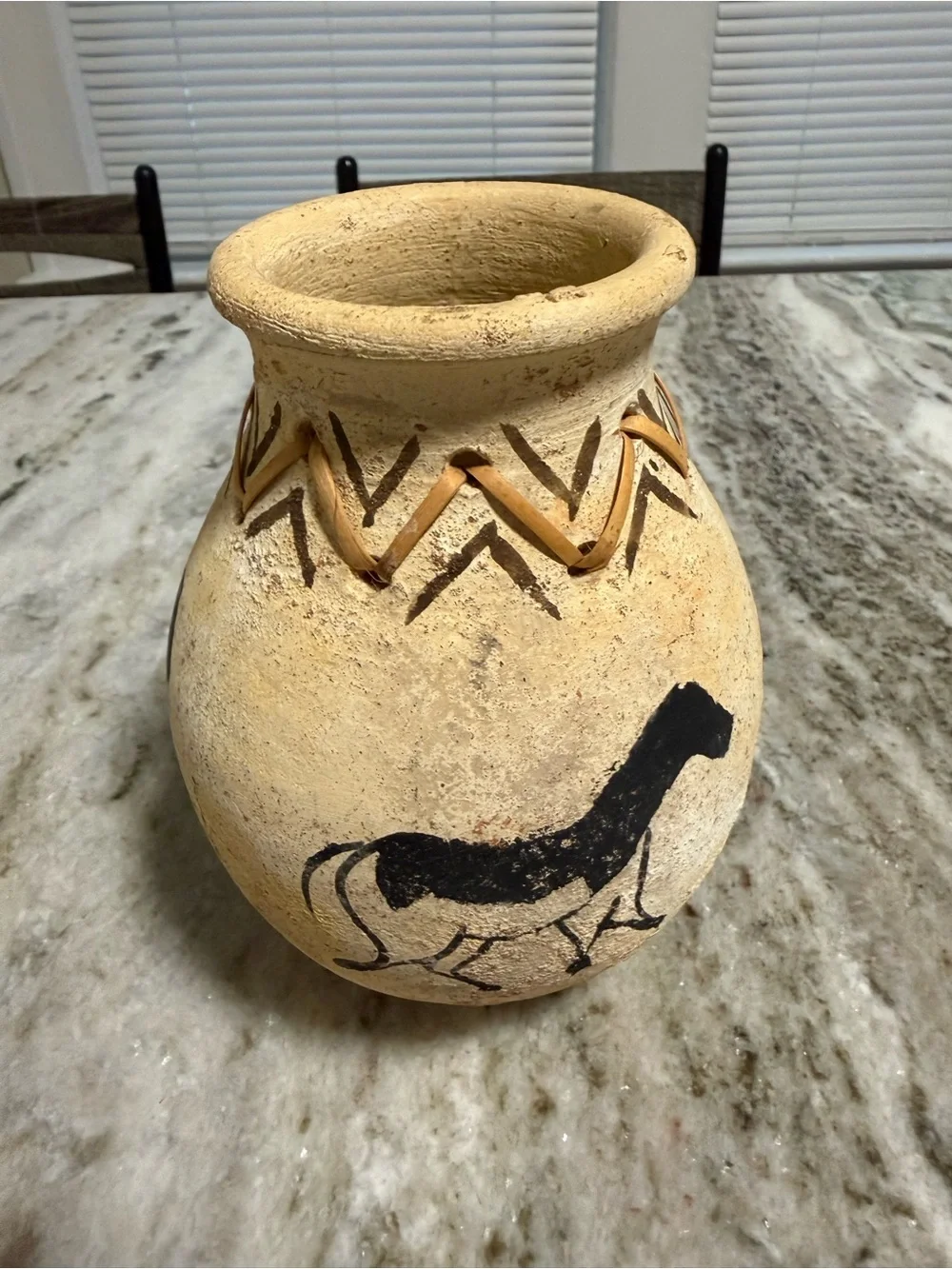 Southwestern Horse Pottery Vase 7” Tribal Rustic Decor